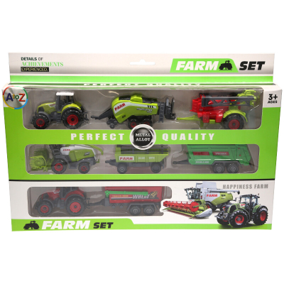 Diecast Farm Machinery Set 8pcs (2 asstd)