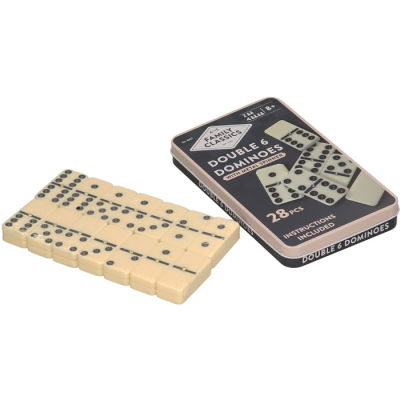 Double 6 Traditional Dominoes in Tin