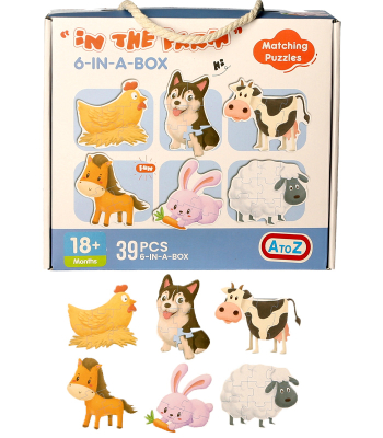 6 in a Box Farm Animals Jigsaw Puzzles