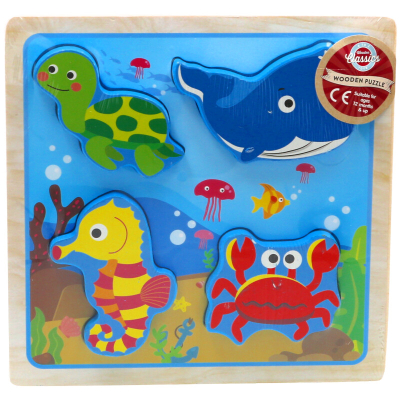 Wooden Chunky Sealife Puzzle 4pcs